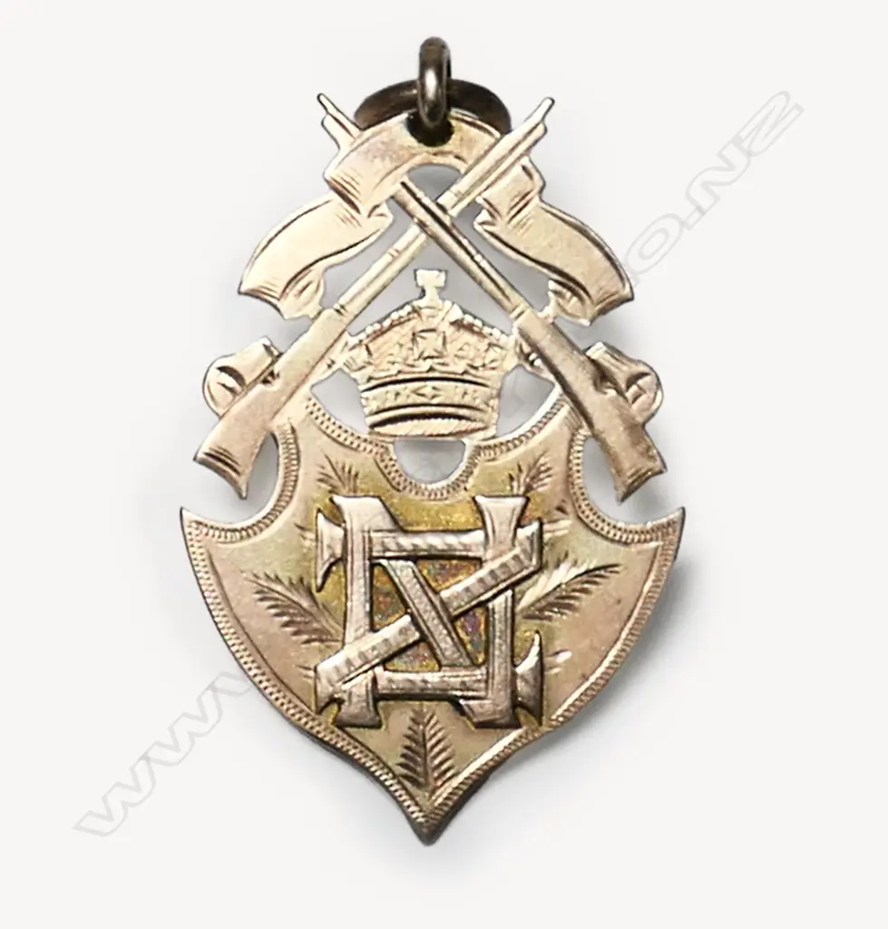 W J Wesney (Riverton & Otautau) gold fob military medal 1919, Image 1++